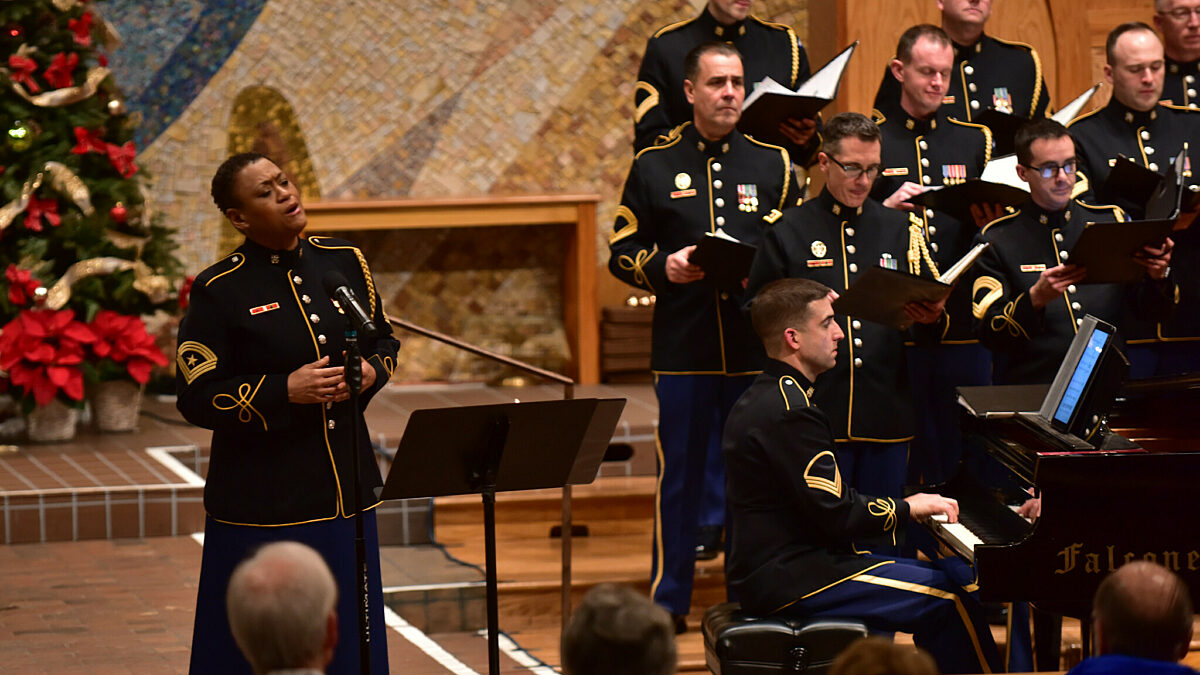 The US Army Chorus performs with guest soloist SGM Christal Rheams.